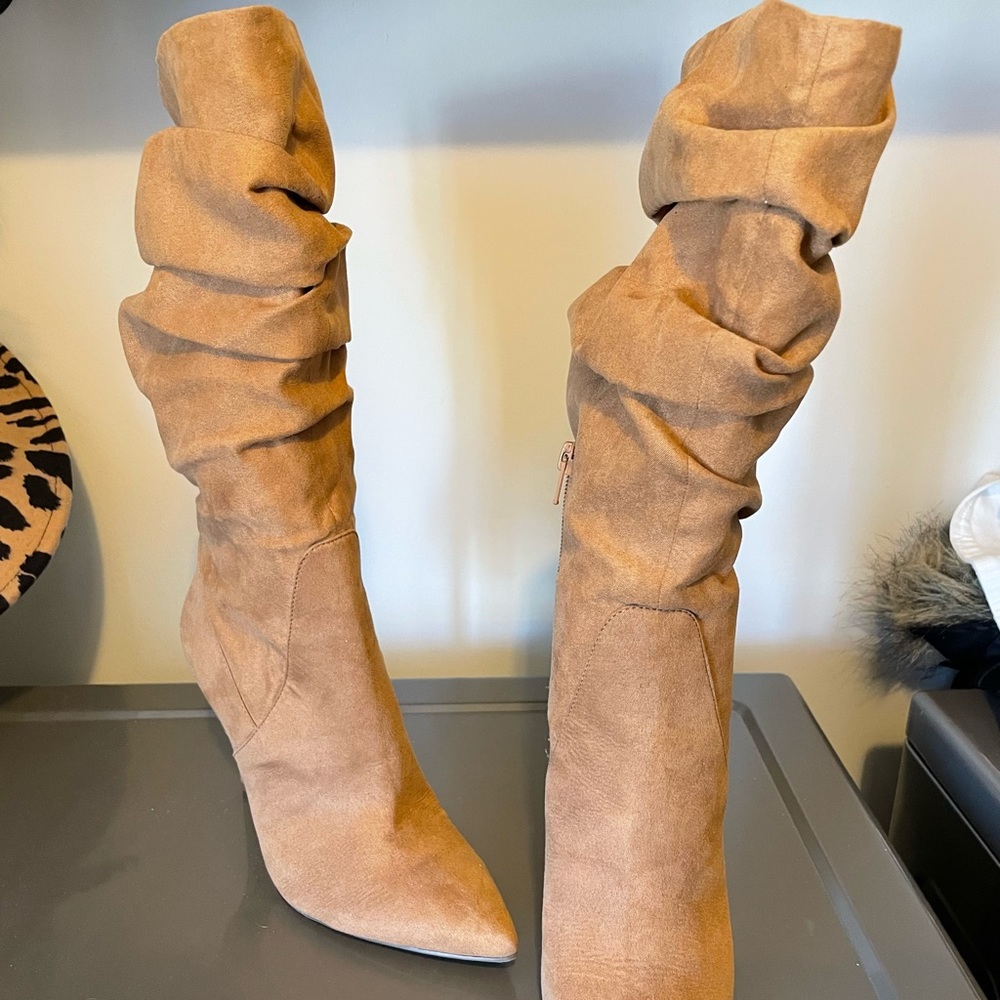 Faux Suede High Heel Boots